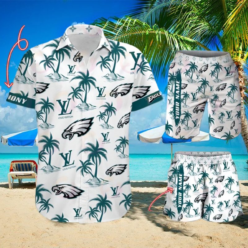 NFL Philadelphia Eagles Louis Vuitton Logo Pattern Hawaiian Shirt & Shorts