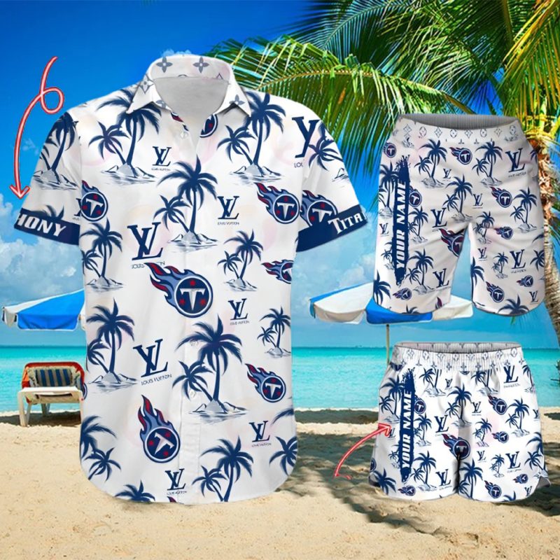 NFL Tennessee Titans Louis Vuitton Logo Pattern Hawaiian Shirt & Shorts