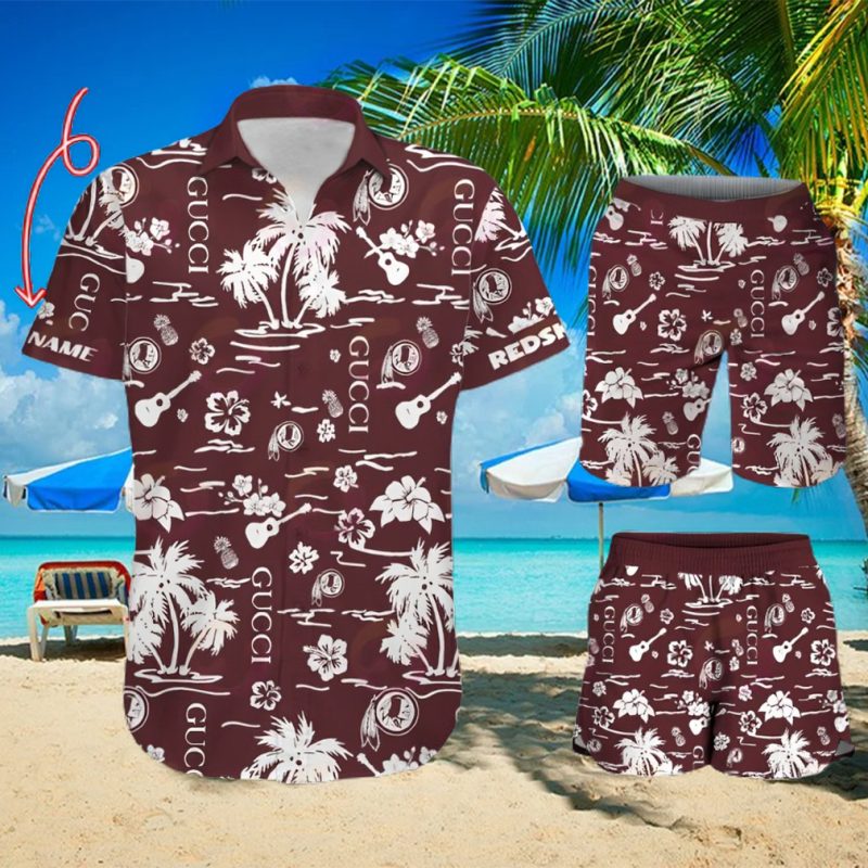 NFL Washington Redskins Gucci Logo Pattern Hawaiian Shirt & Shorts