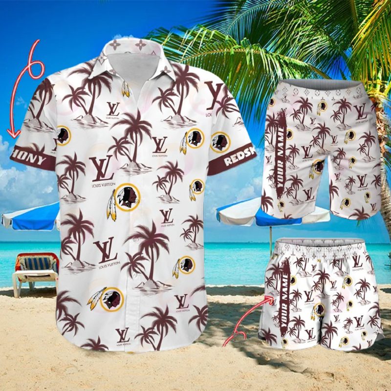 NFL Washington Redskins Louis Vuitton Logo Pattern Hawaiian Shirt & Shorts