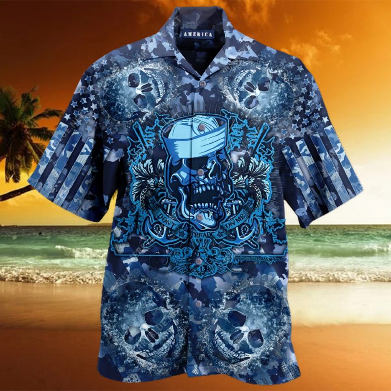 Navy Skull Hawaiian Shirt