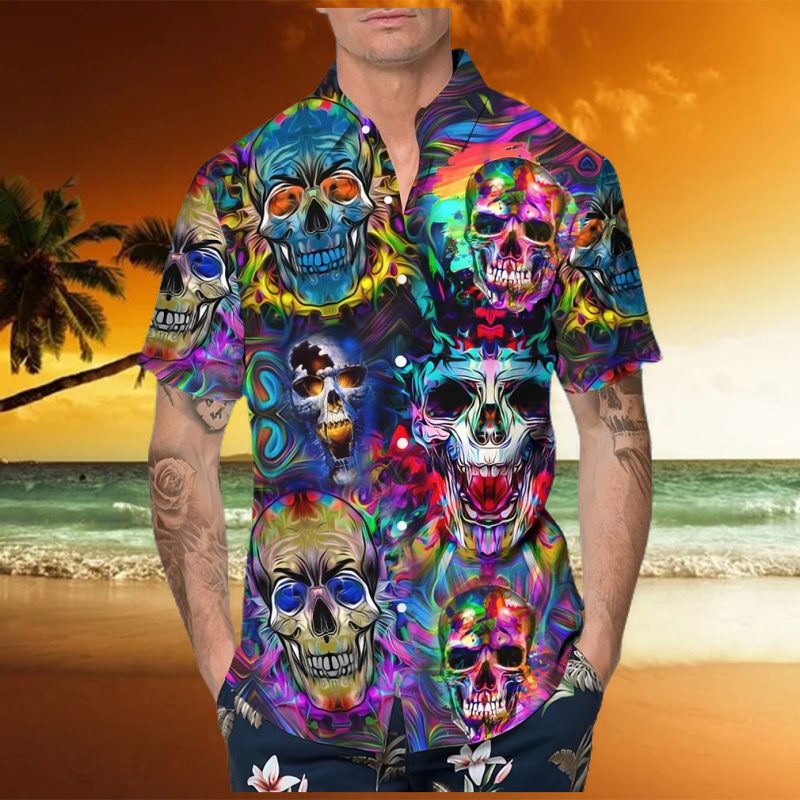 Neon Skull Hawaiian Shirt