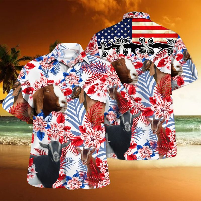 Nubian Goat Lovers United States Flag Hawaiian Shirt