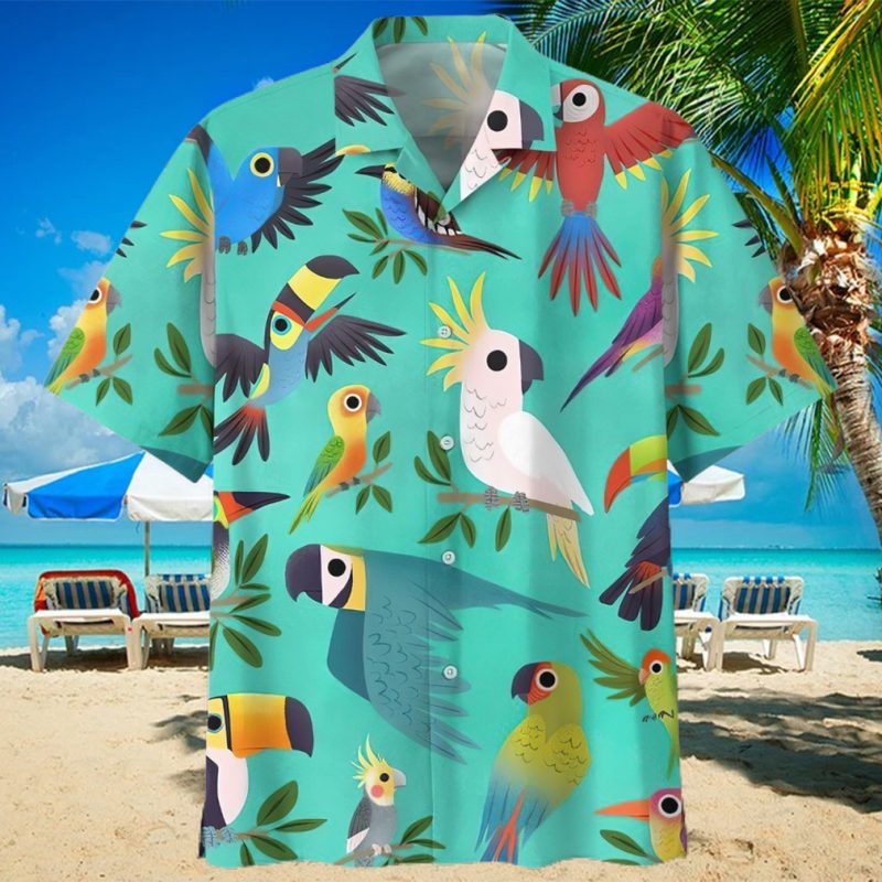 Parrot Blue Awesome Design Unisex Hawaiian Shirt