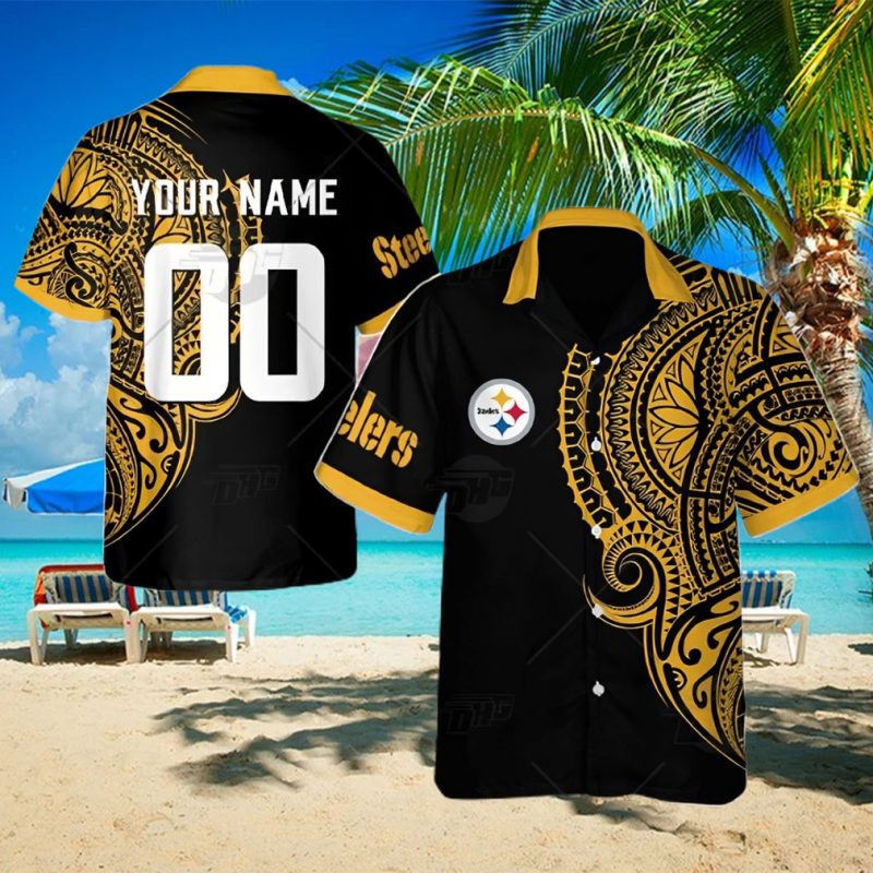 Personalize NFL Pittsburgh Steelers Polynesian Tattoo Design Hawaiian Shirt