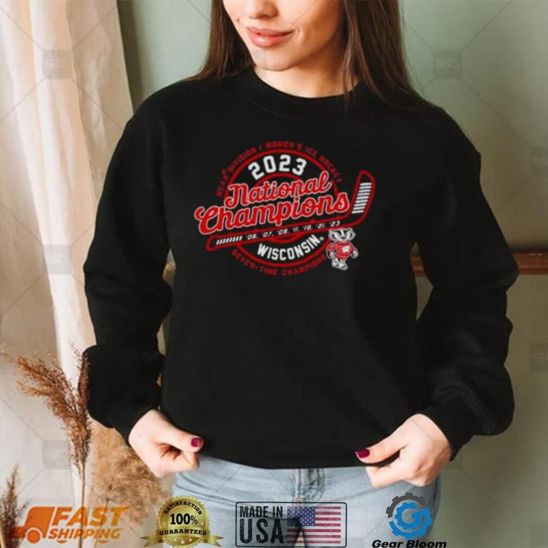 Seven time Wisconsin Badgers Women’s Hockey 2023 National Champions Circle Years Hoodie Shirt
