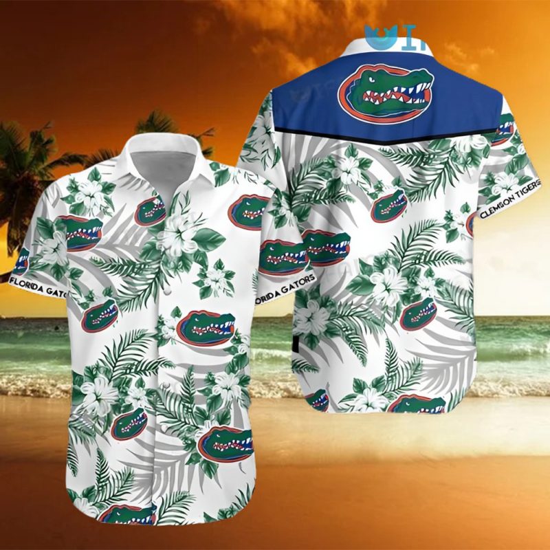 Shirt Hibiscus Tropcial Leaf Florida Gators Gift