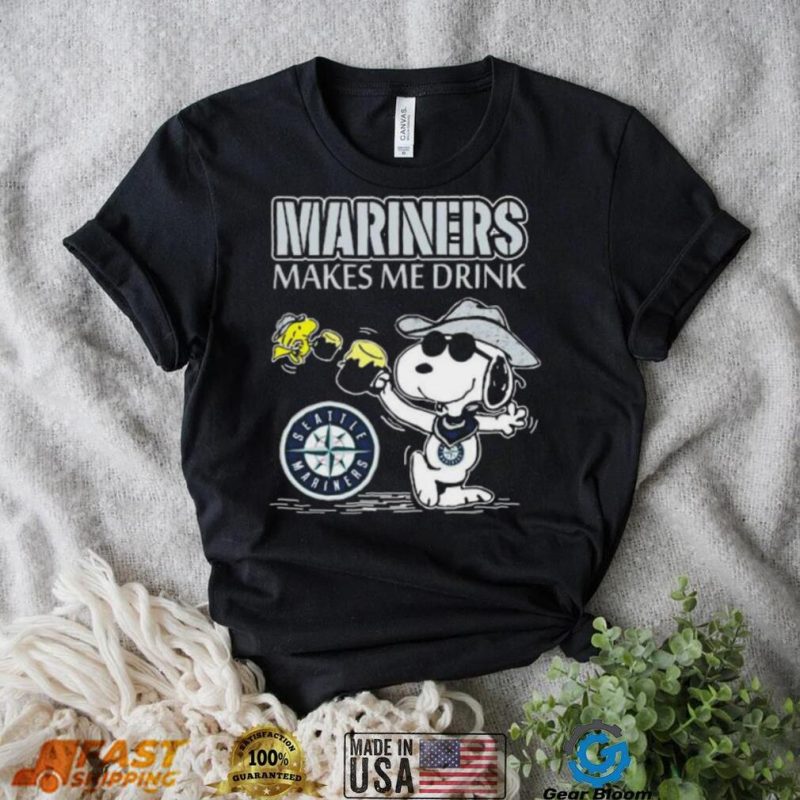 Snoopy And Woodstock Seattle Mariners Makes Me Drinks Shirt