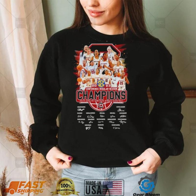 South Carolina Gamecocks women’s basketball 2023 Conference Regular Season Champions signatures shirt