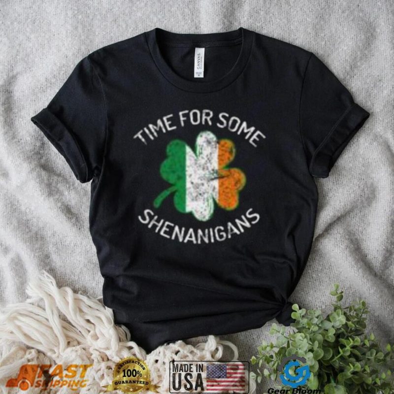 St. patrick’s day time for some shenanigans clover irish flag shirt