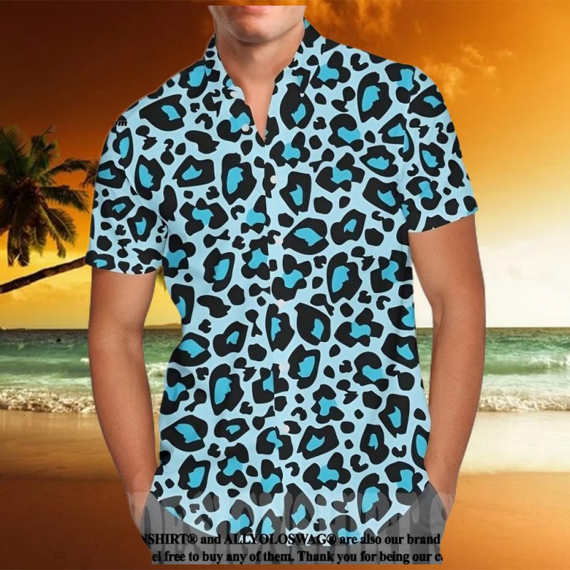 The best selling  Bright Blue Leopard Print Toy Story Ken Inspired All Over Print Hawaiian Shirt