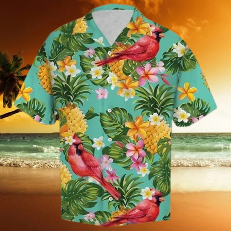 Tropical Pineapple Cardinal Hawaiian Shirt