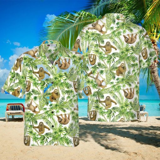 Tropical Sloth Seamless Pattern Hawaiian Shirt