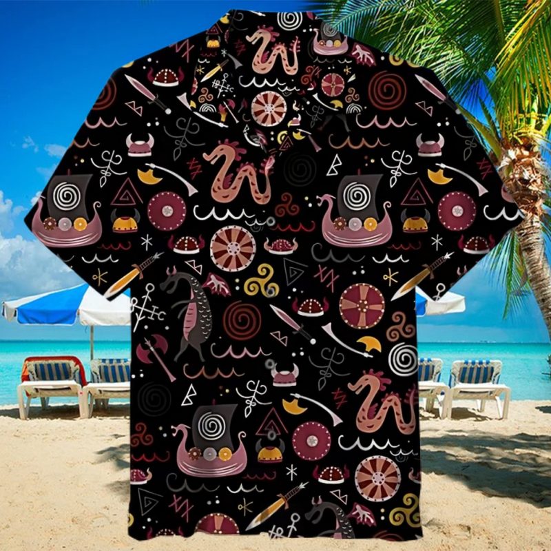 Vikings pattern 3D All Over Printed Hawaiian Shirt