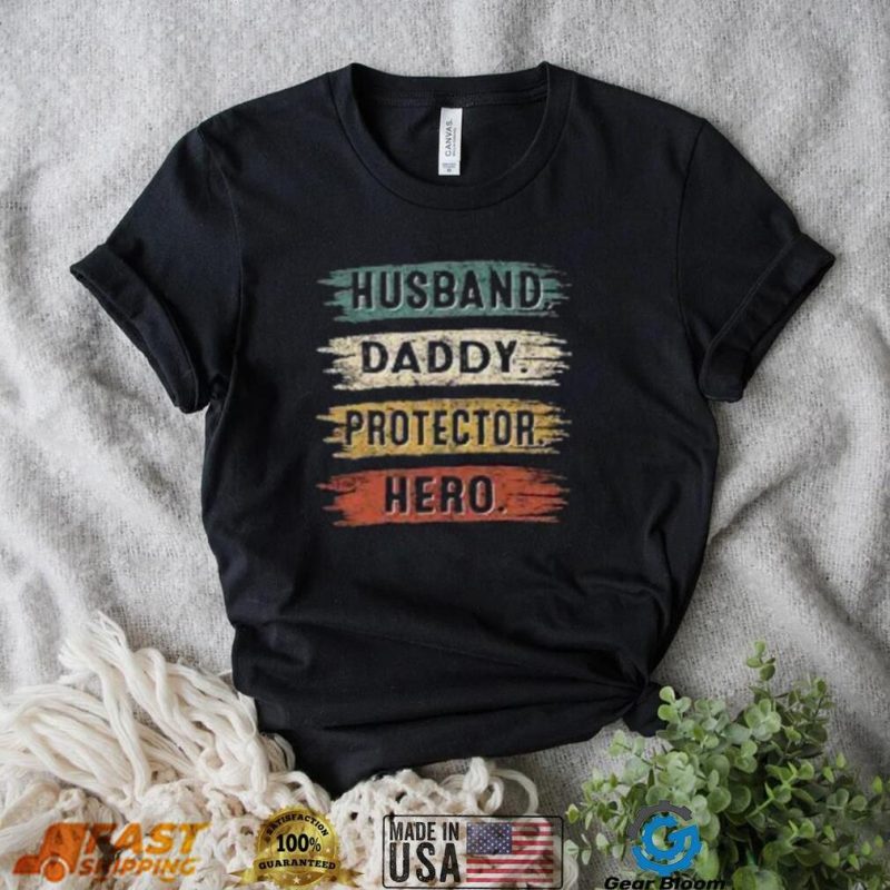 Vintage Husband Daddy Protector Dad Hero Happy Father’s Day T Shirt