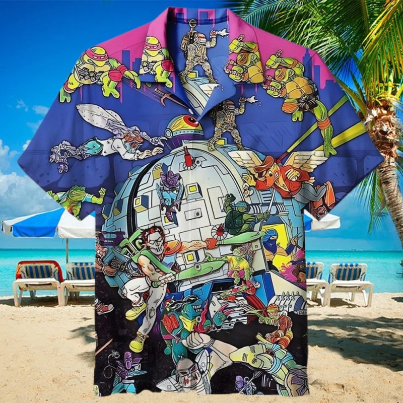 Vintage Ninja Turtles Pattern 3D Hawaiian Shirt