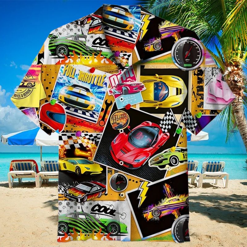 Vintage Racing Car Pattern 3D Print Hawaiian Shirt