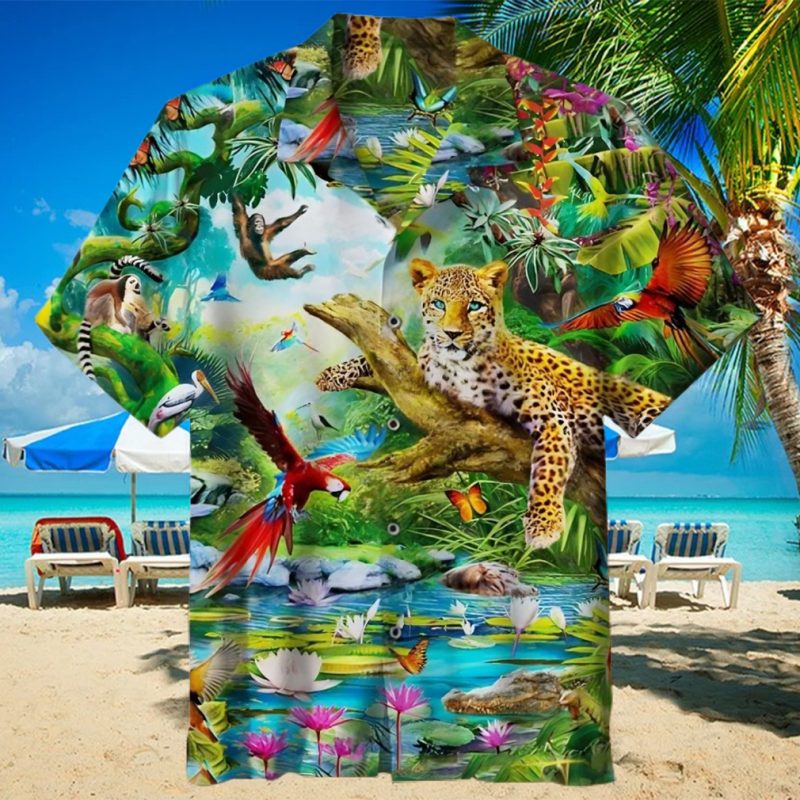 Vintage Zoo Painting Art 3D Printed Hawaiian Shirt