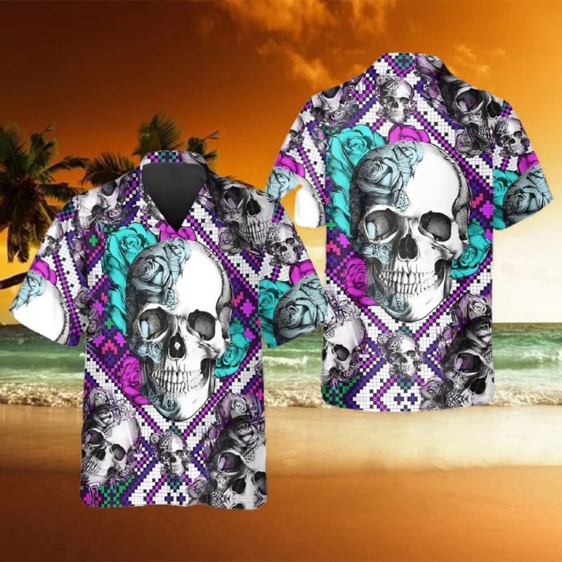 Violet Caro Skull Hawaiian Shirt