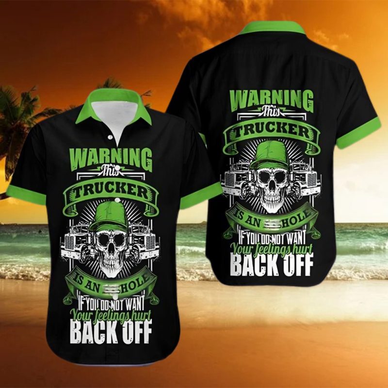 Warning This Trucker Skull Hawaiian Aloha Shirts Hawaiian Shirt