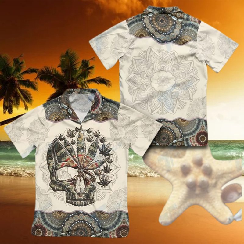 Weed Skull Mandala Pattern Hawaiian Shirt Crazy Funny Hawaiian Shirt Vintage