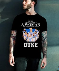 never underestimate a woman who understands basketball and loves duke shirt sweater