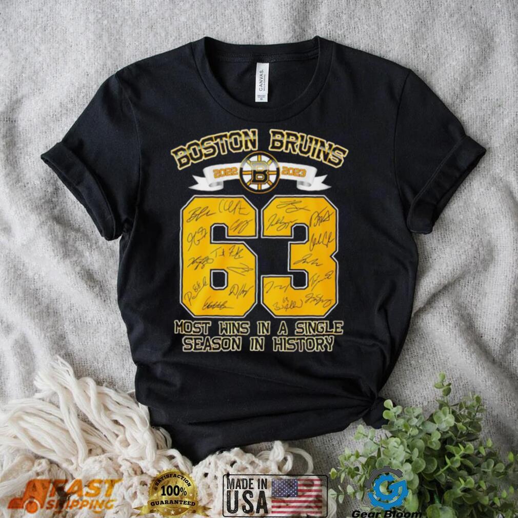 Boston Bruins 2022 2023 63 wins most wins in a Single Season in History signature players shirt