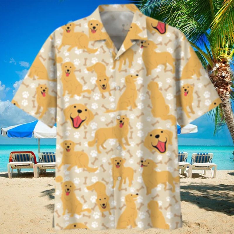 Golden Retriever Yellow High Quality Unisex Hawaiian Shirt