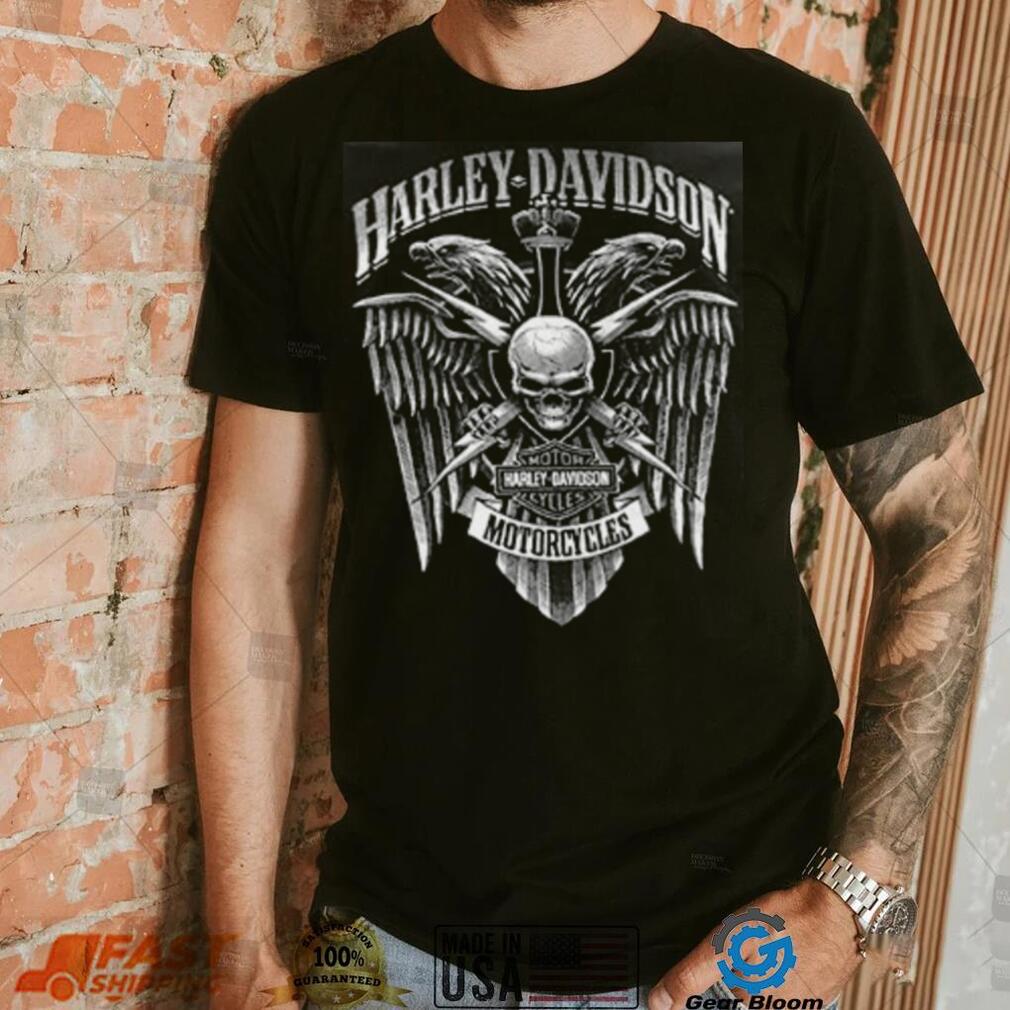 Harley Davidson Men’s Skull Lightning Crest Graphic Long Sleeve Shirt,