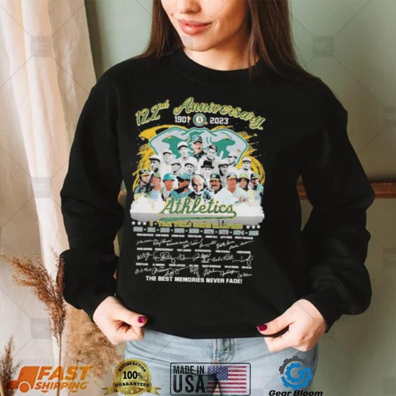 Oakland Athletics 122nd anniversary 1901 2023 9 time world series champions signatures shirt