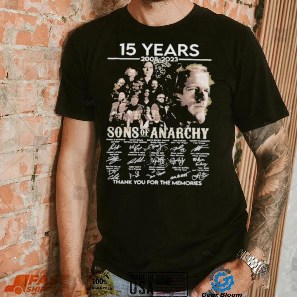 Official Top 15 years 2008 – 2023 SOn of Anarchy thank you for the memories signatures shirt