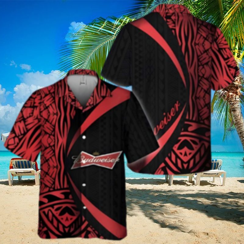 Polynesian Samoan Pattern Budweiser Beer Hawaiian Shirt