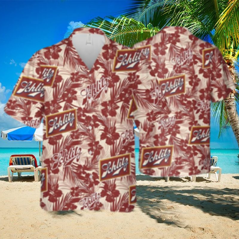 Schlitz Beer Hawaiian Shirt Tropical Flower Pattern Beach Lovers Gift