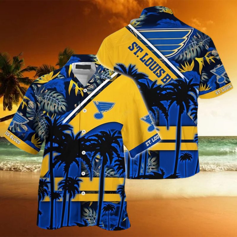 St. Louis Blues NHL Coconut Tree And Tropical Pattern Hawaiian Shirt
