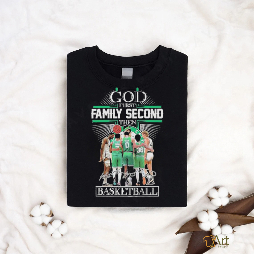 god first family second then boston celtics 2023 season signatures shirt Tee Shirt