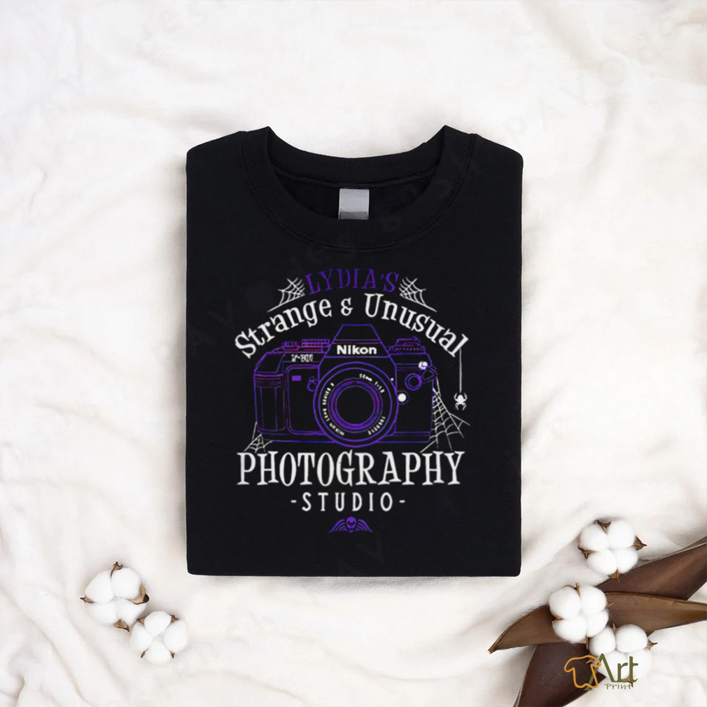 Beetlejuice Lydia’s Strange and Unusual Photography Studio logo shirt