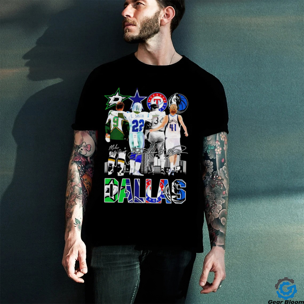 Dallas Stars Dallas Cowboys Texas Rangers Dallas Mavericks signature Dallas City 2023 shirt