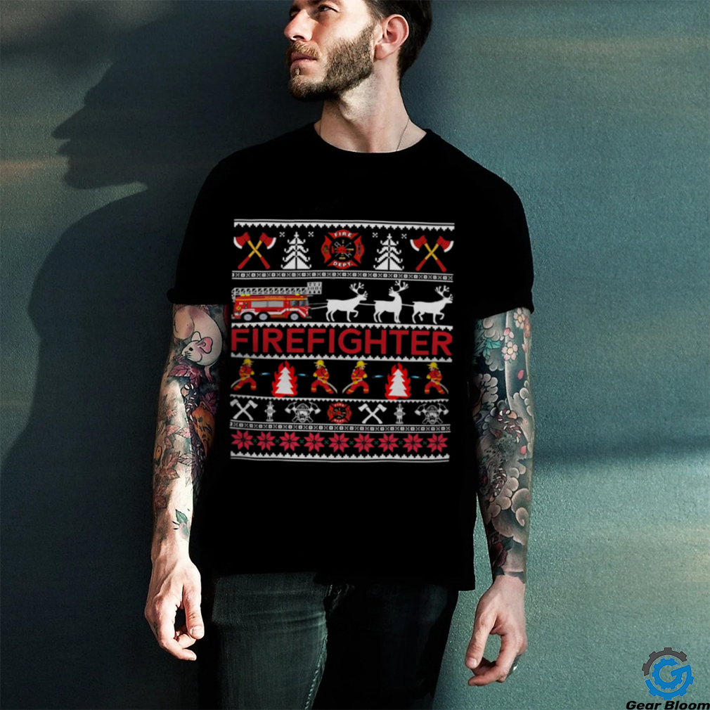 Firefighter Ugly Christmas Sweater Tee Gifts 228 shirt