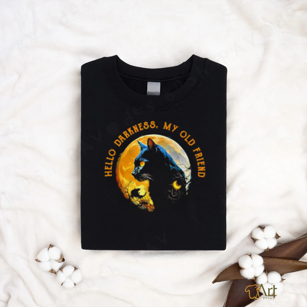 Official Black Cat Hello Darkness My Old Friend Shirt