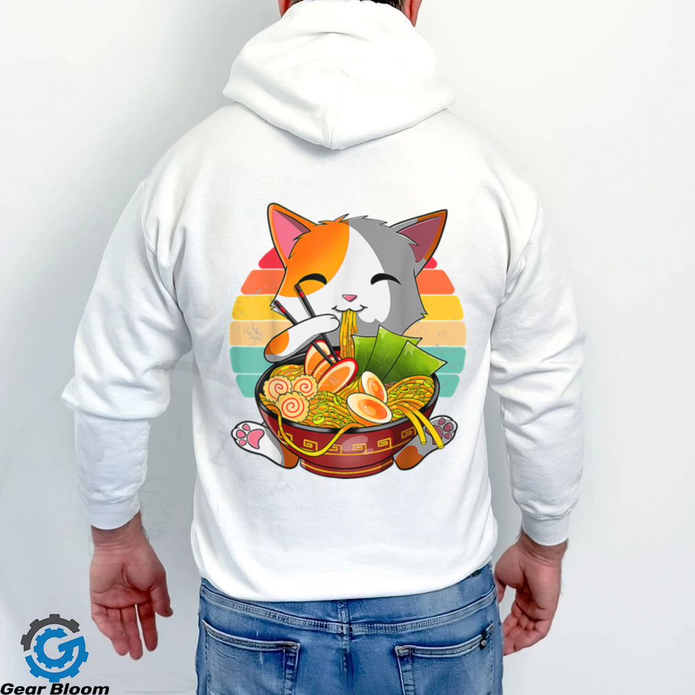 Kawaii Ramen Cat, Japanese Neko Noodle Funny Vintage Anime T Shirt