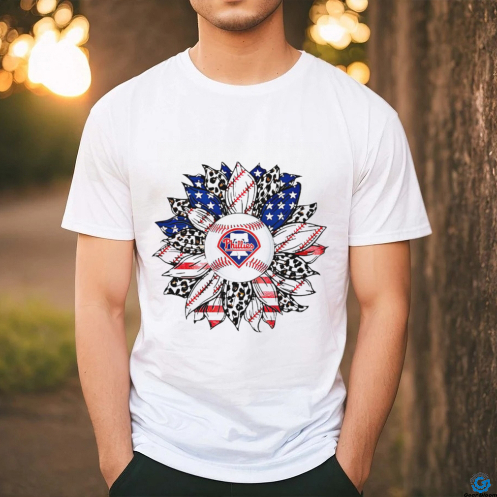 Philadelphia Phillies baseball with Sunflower Leopard American flag shirt