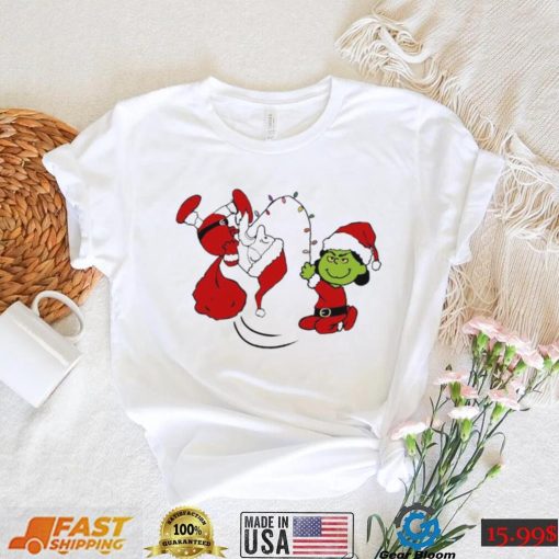 Charlie Brown Santa claus and Lucy Van Pelt grinch christmas shirt