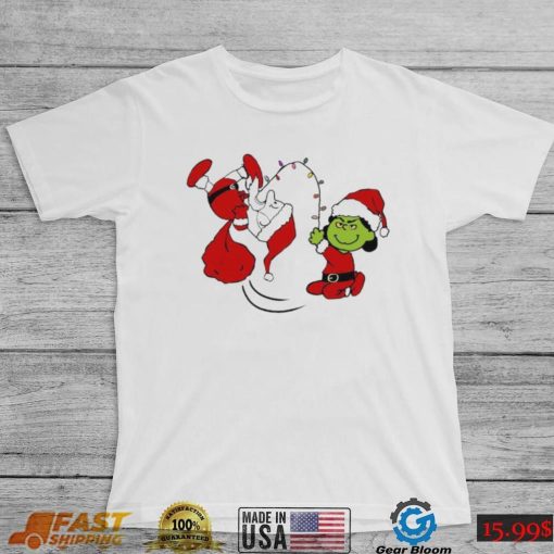 Charlie Brown Santa claus and Lucy Van Pelt grinch christmas shirt