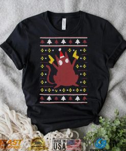 Christmas Cat Holding Gun T shirt