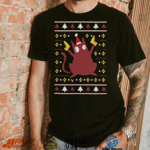 Christmas Cat Holding Gun T shirt