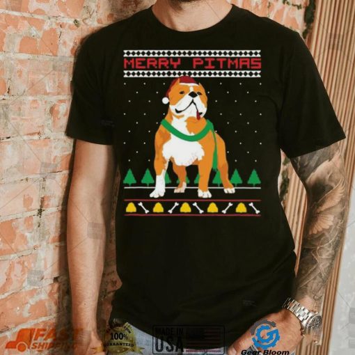 Merry Pitmas Pitbull Santa Claus Dog Ugly Christmas T Shirt