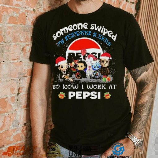 Official baby horror santa someone swiped my reindeer sleigh so now I work at pepsi christmas shirt