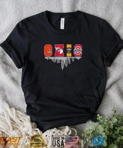 Cleveland Browns, Cleveland Guardians, Cleveland Cavaliers and Ohio State Buckeyes city logo shirt