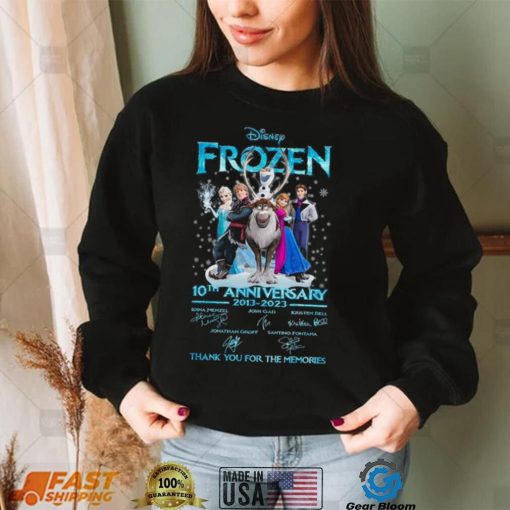 Disney Frozen 10th anniversary 2013 2023 Signatures Thank You For The Memories Shirt
