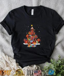 Dogs Dachshund santa pine tree merry christmas shirt